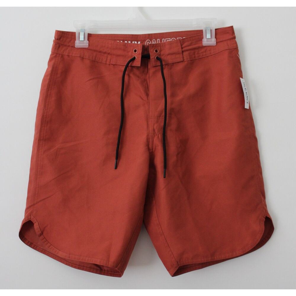 Old Navy Men's Solid Color Dolphin Hem Board Shorts Orange Size 28 NWT